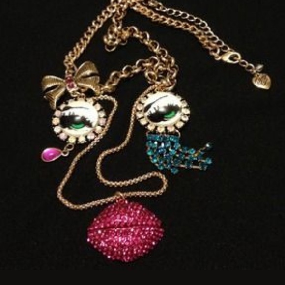 💋👁️BETSEY JOHNSON RARE VINTAGE“THE EYES HAVE IT” STATEMENT PIECE NECKLACE 💋👁️ - Picture 12 of 13